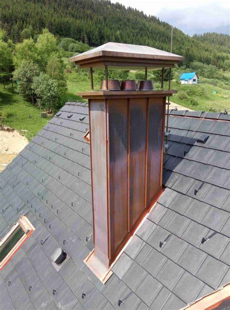 Ukážka moderného kazetového oplechovania komína