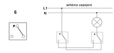 Schéma zapojenia chodbového vypínača č.6