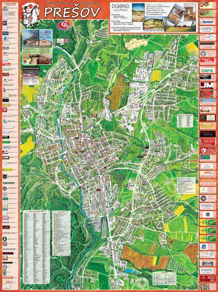 Mapa Prešova s vyznačenými oblasťami dodávky tepla