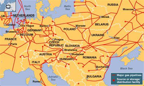 Mapa európskych plynovodov