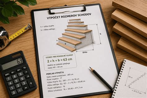 Schéma ideálnych rozmerov schodiskových stupňov (výška, hĺbka, vzorec)