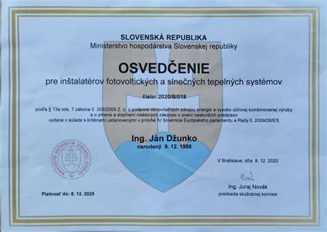 Certifikáty a osvedčenia inštalatérov