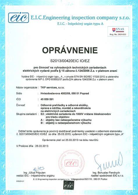 Certifikáty a oprávnenia pre servis kompresorov Orlík