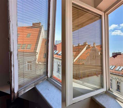 Detail renovácie drevených okien alebo schodov