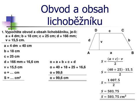 Vzorec pre výpočet obsahu lichobežníka