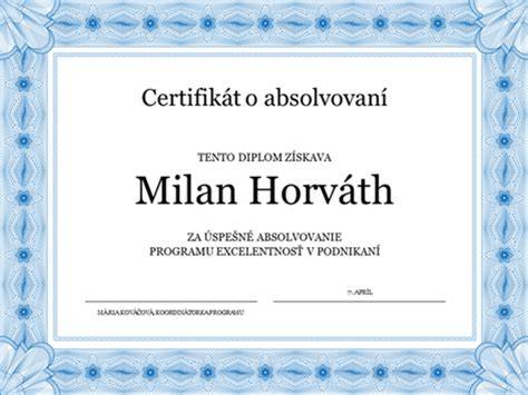 Certifikát o úspešnom absolvovaní kurzu