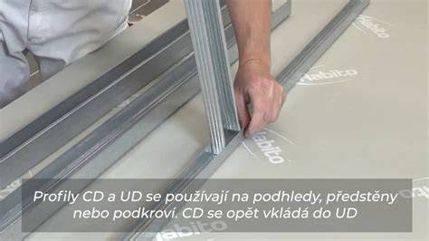 Detail upevnenia CD profilu do UD profilu a závesu