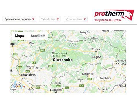 Mapa servisných stredísk Protherm