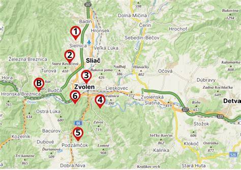 Mapa oblasti pokrytia služieb Zvolen a okolie