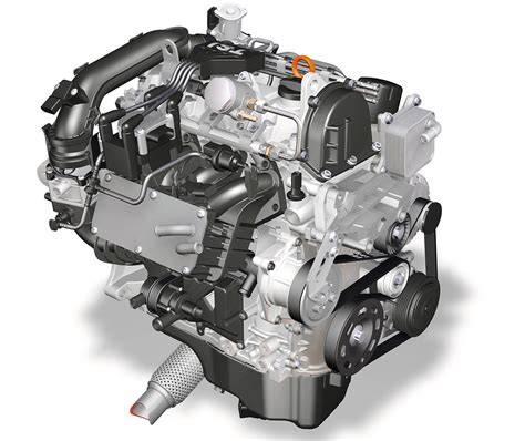 Schéma motora 1.2 TSI EA111 s vyznačenými kľúčovými komponentmi ako je turbo, medzichladič a chladiace okruhy