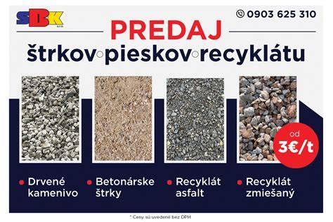Rôzne frakcie štrkov a pieskov