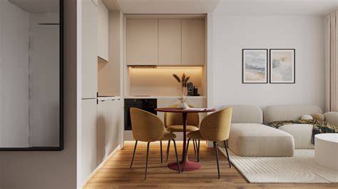 Vizualizácia moderného apartmánu so šikmými stropmi