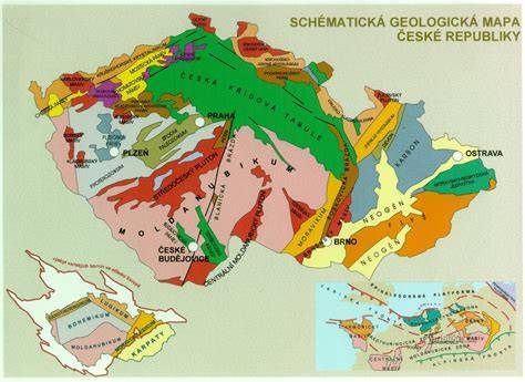 Geologická mapa výskytu andezitových hornín