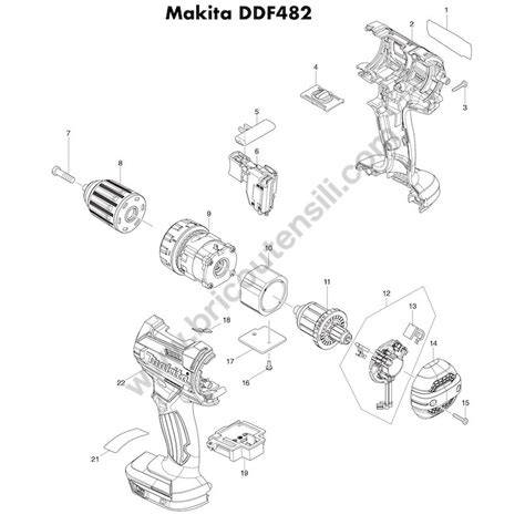 Schéma rozloženého skľučovadla a prevodovky Makita DDF482