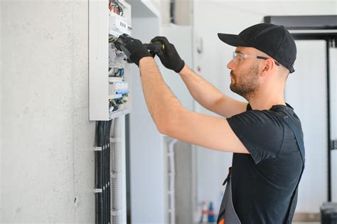 Elektrikár vykonávajúci údržbu rozvádzača